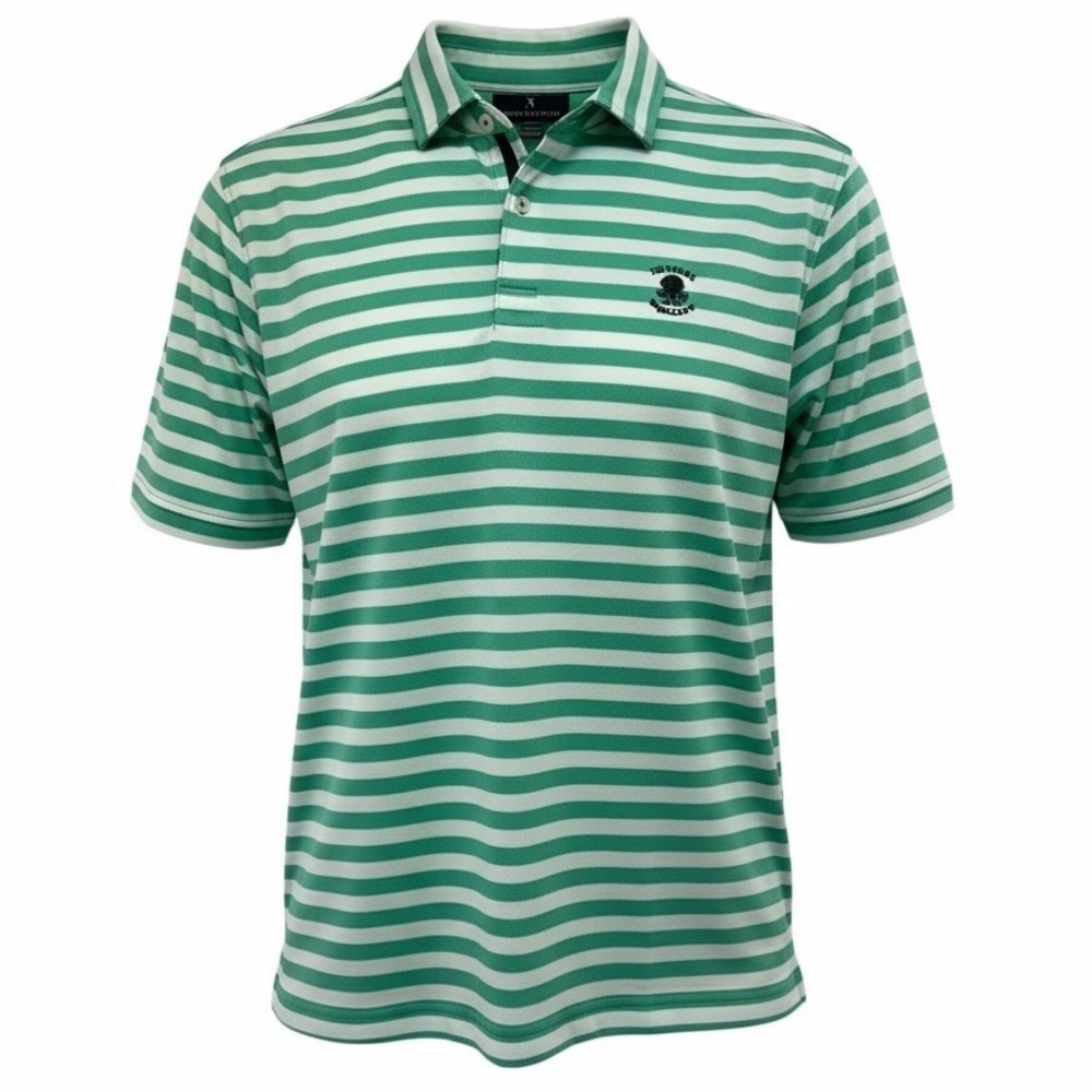 Fairway Greene / Brooklawn C C Golf Polo Mens Large Teal/ White Striped (A46)